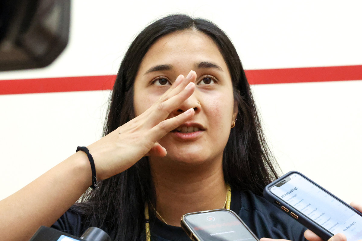 National squash player Rachel Arnold at the 23rd Asian Individual Squash Championships final at the Sarawak Squash Centre, Petra Jaya, today. - BERNAMA