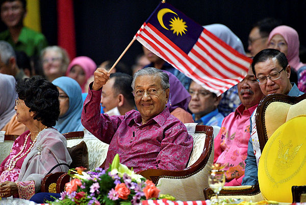 Prime Minister Tun Dr Mahathir Mohamad at the Malaysia Day 2019 gathering at Stadium Perpaduan in Petra Jaya tonight. — Bernama