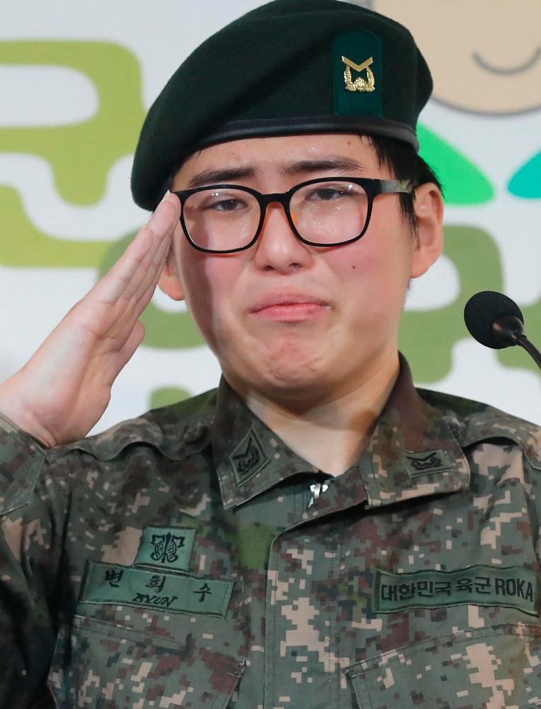 This photo taken in January 2020 shows late transgender South Korean soldier Byun Hee-soo at a press conference in Seoul. - AFP