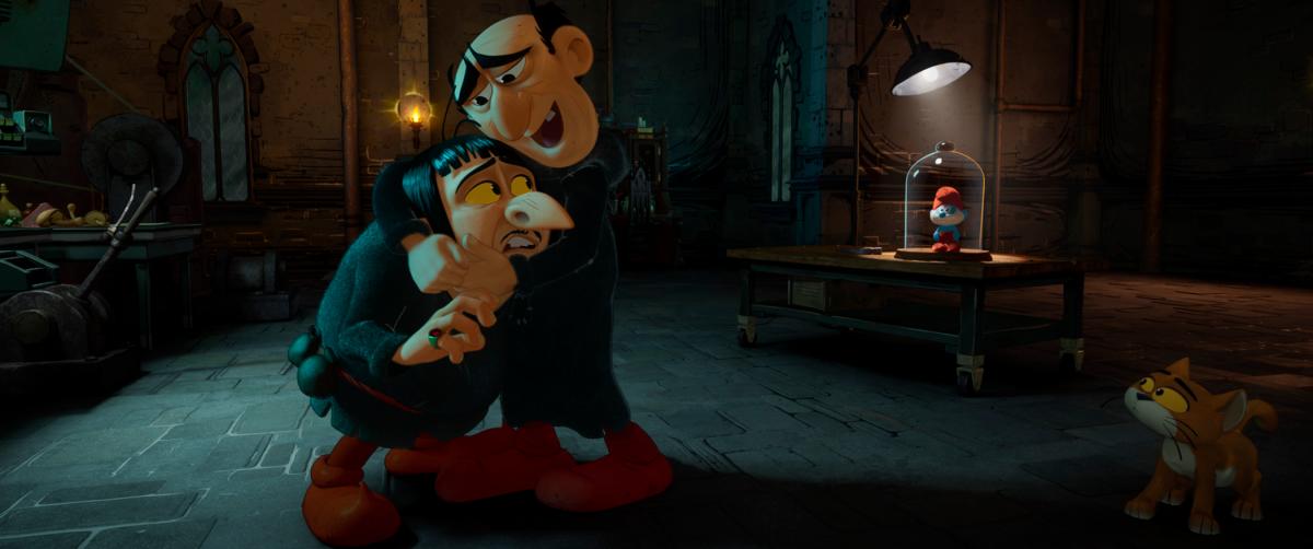 The wicked wizard brothers Razamel (left) and Gargamel (both voiced by Karliak) cook up chaos in their hunt for the Smurfs. $!The wicked wizard brothers Razamel (left) and Gargamel (both voiced by Karliak) cook up chaos in their hunt for the Smurfs.