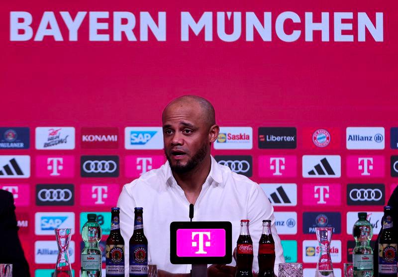 Football - Bayern Munich present new coach Vincent Kompany - Allianz Arena, Munich, Germany - May 30, 2024New Bayern Munich coach Vincent Kompany during a press conference - REUTERSPIX