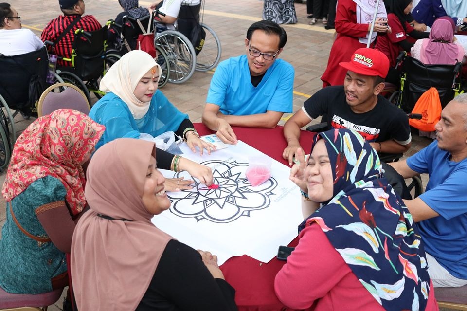 Patients participate in games during a Deepavali celebration event, at the Socso Tun Razak Rehabilitation, on Dec 1, 2019.