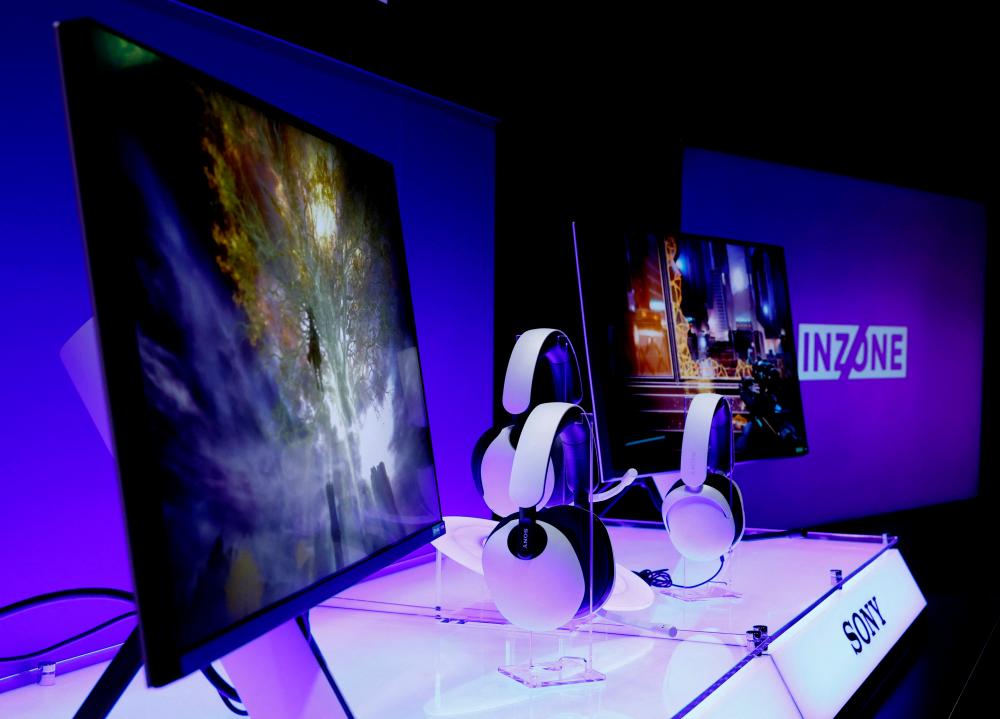 Sony Group Corp's new line of headphones and monitors targeting the growing PC market for video games, the Inzone line, is displayed during its unveiling in Tokyo, Japan, June 29, 2022. REUTERSpix