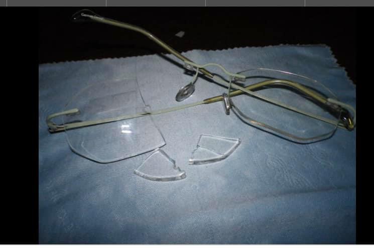 A picture of the MA’s smashed glasses. — Facebook pix courtesy of Alzamani Mohammad Idrose