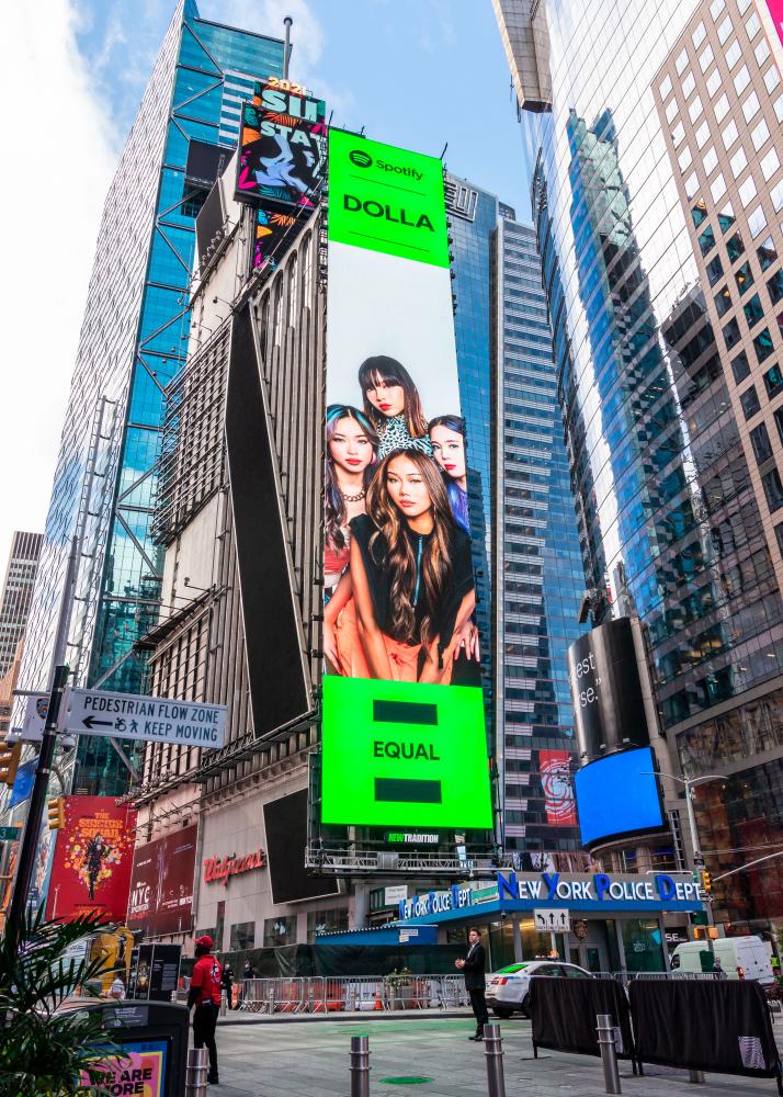 $!Local girl group Dolla graces New York Times Square Billboard