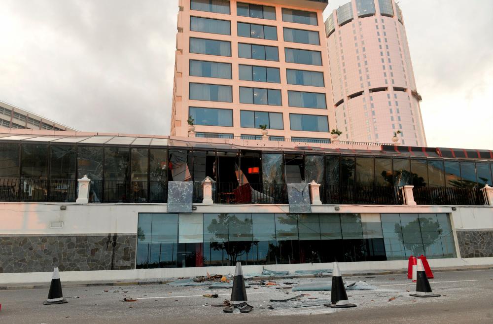 A general view of the Kingsbury Hotel targeted earlier in the day by a blast in Colombo on April 21, 2019. — AFP