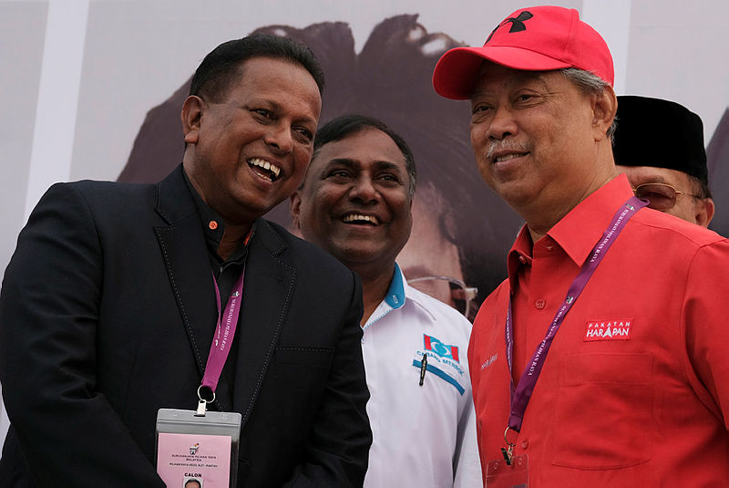 Dr S Streram (L) and Bersatu President Tan Sri Muhyiddin Yassin , on nomination day, on March 30, 2019. — Bernama