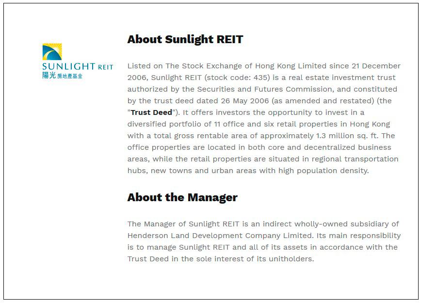 $!Sunlight Real Estate Investment Trust (”Sunlight REIT”) Final Results for the 18 Months Ended 31 December 2024