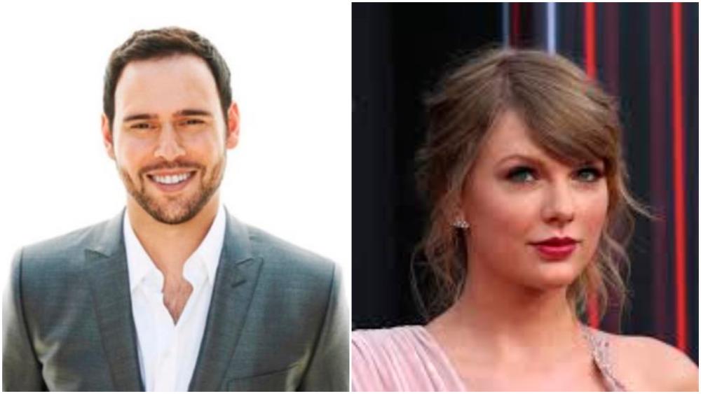 Scooter Braun (L) and Taylor Swift.