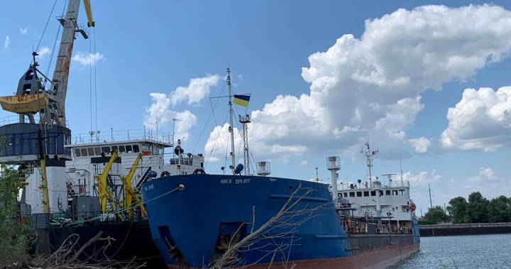 A view shows the Russian tanker, now called Nika Spirit and formerly named Neyma, which was detained by the Ukrainian security services in the port of Izmail, Ukraine on July 25, 2019. — State Border Guard Service of Ukraine / Reuters