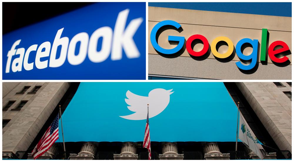 File photo: Facebook, Google and Twitter logos are seen in this combination photo from Reuters files. REUTERSpix