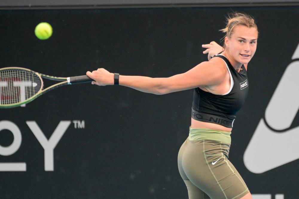 Belarusian tennis player Aryna Sabalenka attends a practice session ahead of the ATP Adelaide International tournament, in Adelaide on December 30, 2022/AFPPix