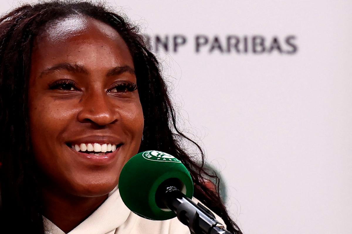 US Coco Gauff addresses a press conference after winning her women’s singles semi-final match against France’s Lois Boisson on day 12 of the French Open tennis tournament at the Roland-Garros Complex in Paris on June 5, 2025. AFP