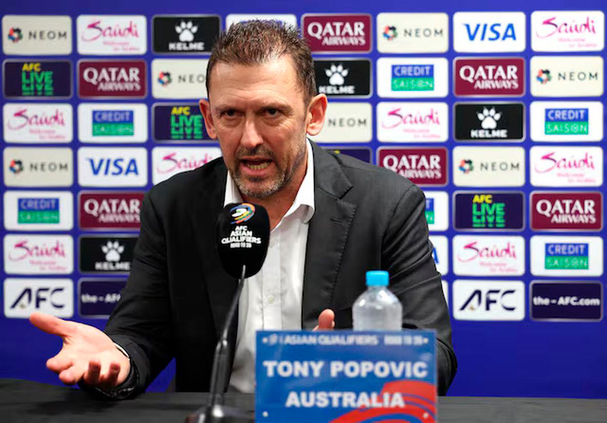 Australia’s Tony Popovic during the press conference after the match REUTERS/Hollie Adams/File photo