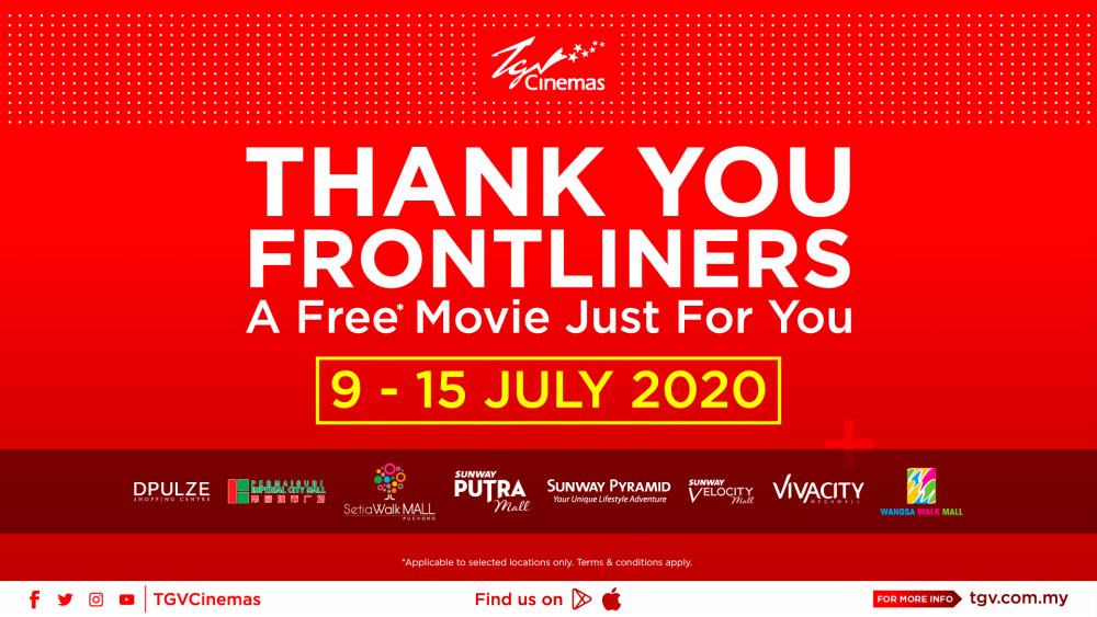 TGV Cinemas thank frontliners with a free movie ticket