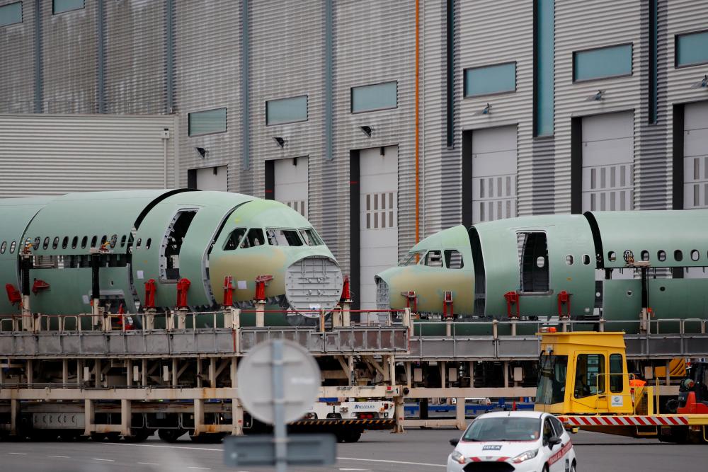Fuselage sections of Airbus A320-family aircraft are seen at the Airbus facility in Montoir-de-Bretagne near Saint-Nazaire, France. – REUTERSPIX