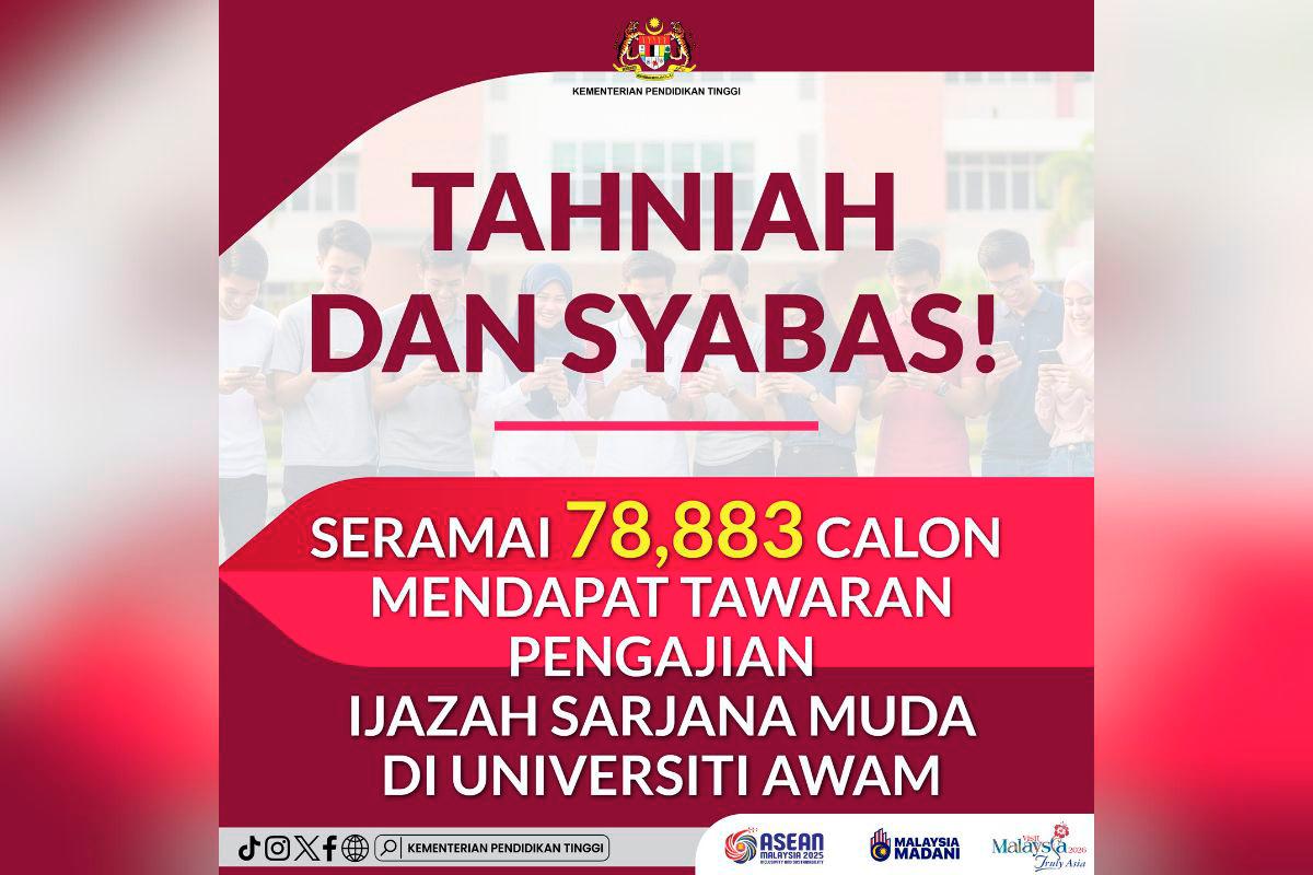 78,883 lepasan STPM dan setaraf ditawarkan ke universiti awam