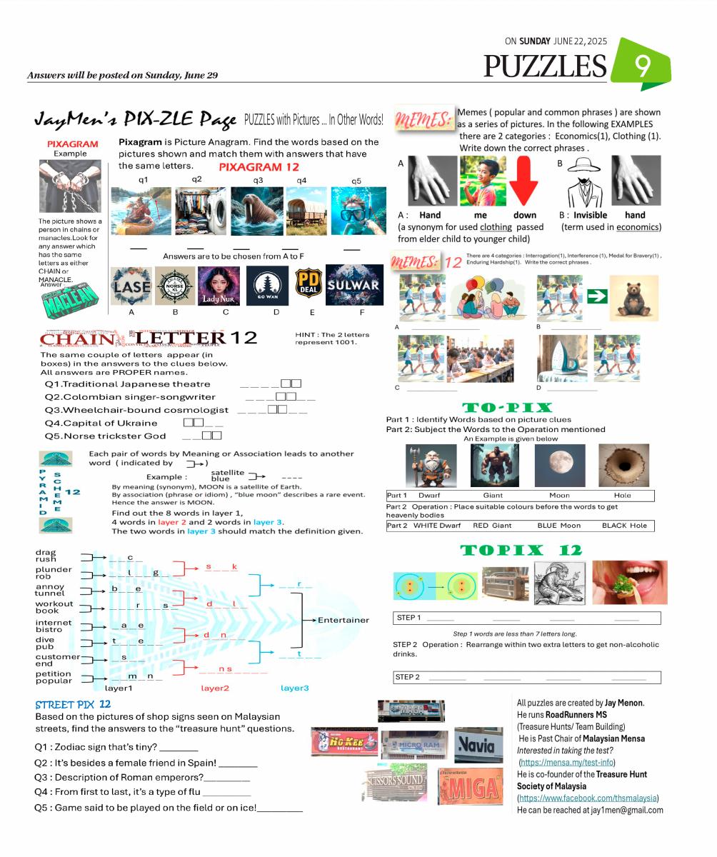 PUZZLES JUNE 22, 2025