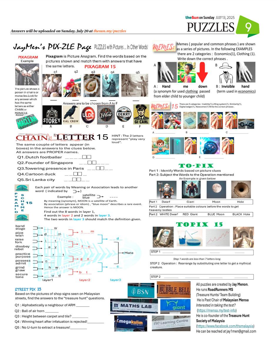 PUZZLES JULY 13, 2025