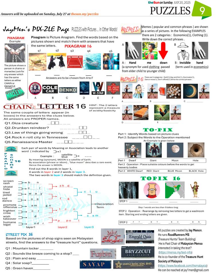 PUZZLES JULY 20, 2025