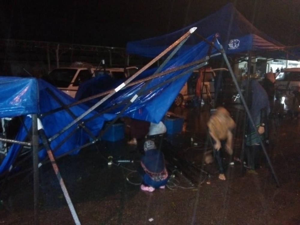 Tents blown away by the strong winds at Langkawi last night.