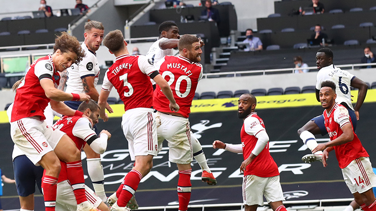 Tottenham’s Toby Alderweireld (2nd left) scores his team’s second goal against Arsenal during their Premier League match in London. – EPAPIX