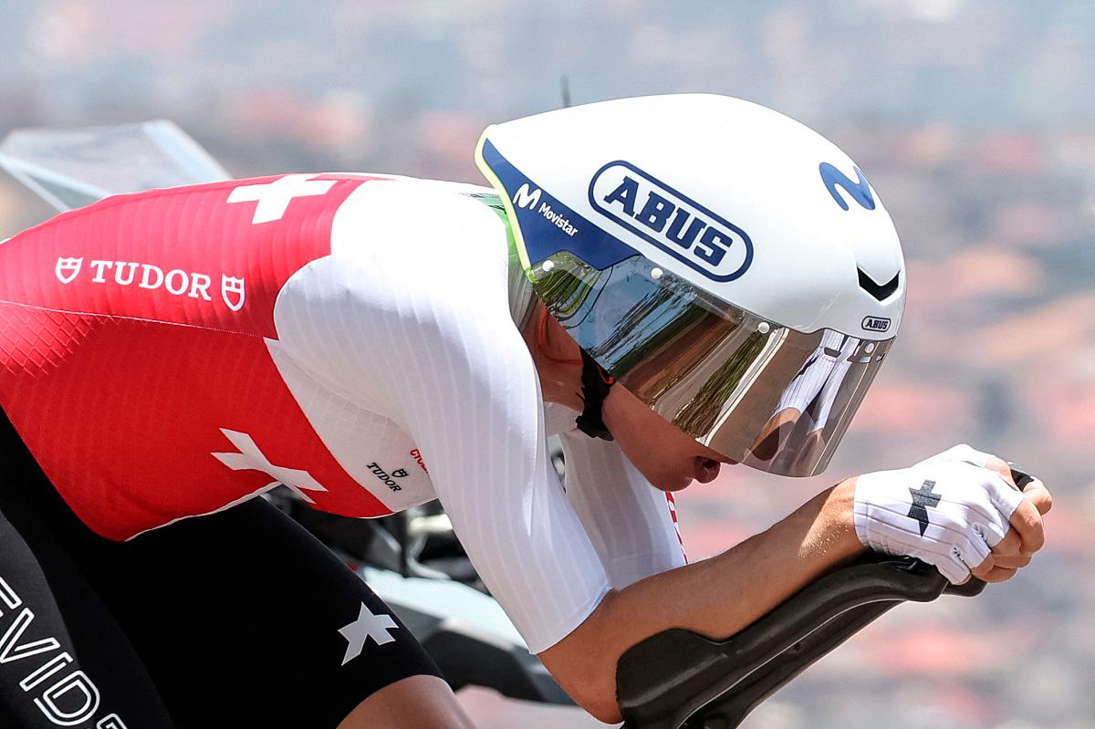 Swiss rider Marlen Reusser competes in the women’s Elite Individual Time Trial cycling event during the UCI 2025 Road World Championships, in Kigali, on September 21, 2025. - Anne-Christine POUJOULAT / AFP