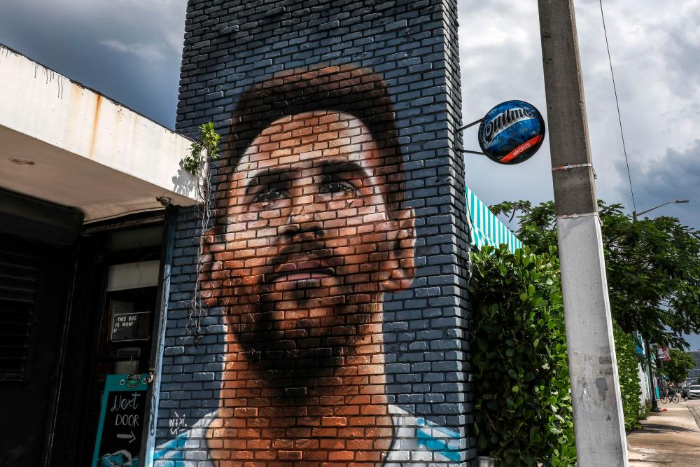 A mural depicting Argentine football player Lionel Messi is pictured in Miami on June 7, 2023. AFPPIX
