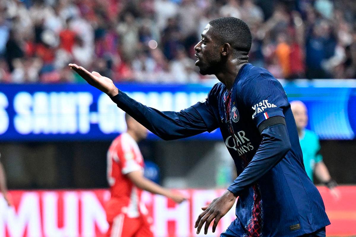 Paris Saint-Germain’s French forward #10 Ousmane Dembele celebrates scoring his team’s second goal during the FIFA Club World Cup 2025 quarterfinal football match between France’s Paris Saint-Germain and Germany’s Bayern Munich at the Mercedes-Benz Stadium in Atlanta on July 5, 2025. - AFP