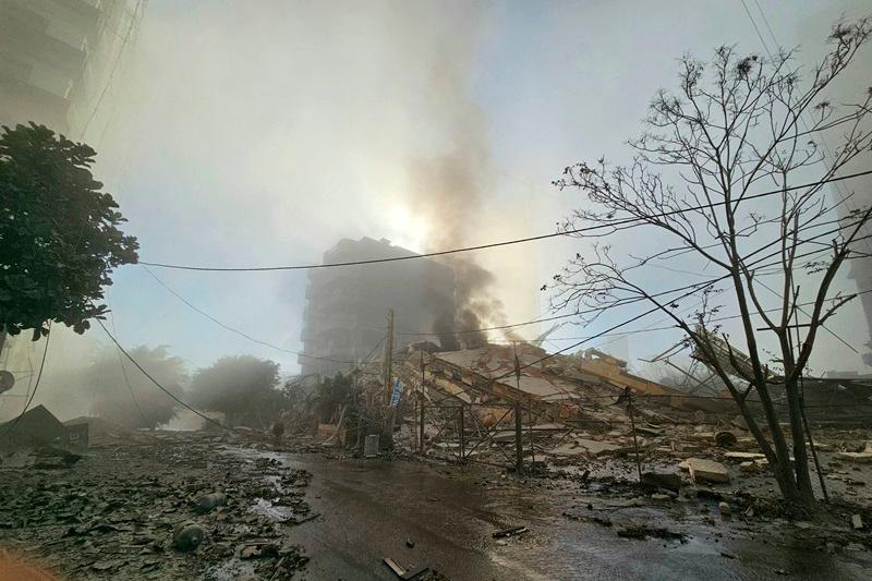 Smoke rises from smouldering buildings following an Israeli airstrike that targeted a neighbourhood in Beirut’s southern suburbs on November 17, 2024, amid the ongoing war between Israel and Hezbollah. An Israeli strike hit south Beirut on November 17 where the military said it targeted Hezbollah, hours after the Iran-backed group said it fired on Israeli bases around the city of Haifa. - AFPpix