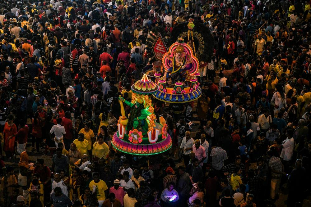 This picture taken on Jan 20, 2019 shows hundreds of Hindu devotees making their pilgrimage to a Batu Caves temple during Thaipusam festival celebrations at a complex of temples outside Kuala Lumpur. — AFP