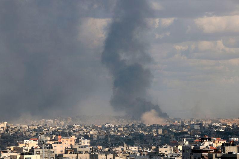 Gaza City shows smoke billowing after an Israeli strike in the north of the Palestinian territory - AFPpix