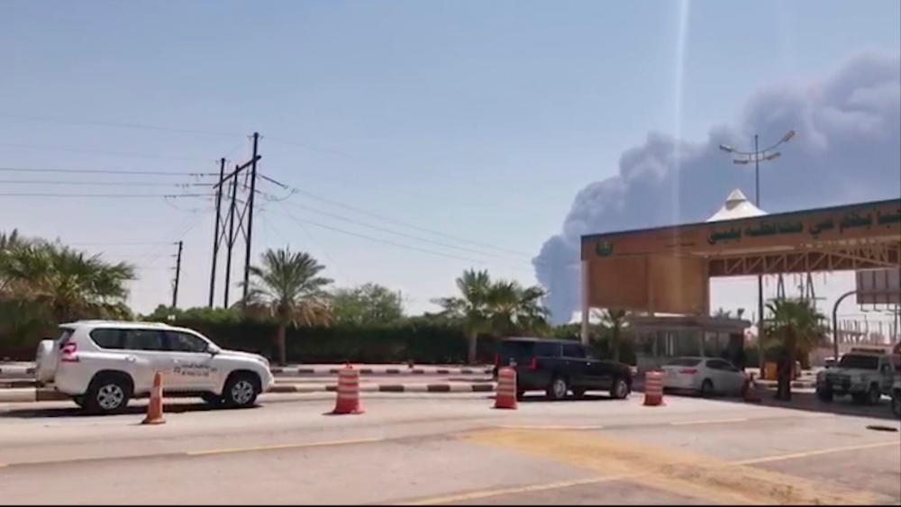 This AFPTV screen grab from a video made on Sept 14, 2019, shows smoke billowing from an Aramco oil facility in Abqaiq about 60km southwest of Dhahran in Saudi Arabia's eastern province. — AFP