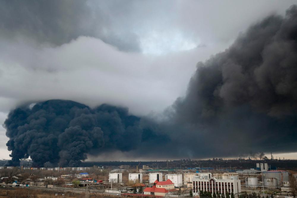 Smoke rises after an attack by Russian army in Odessa, on April 3, 2022. AFPPIX
