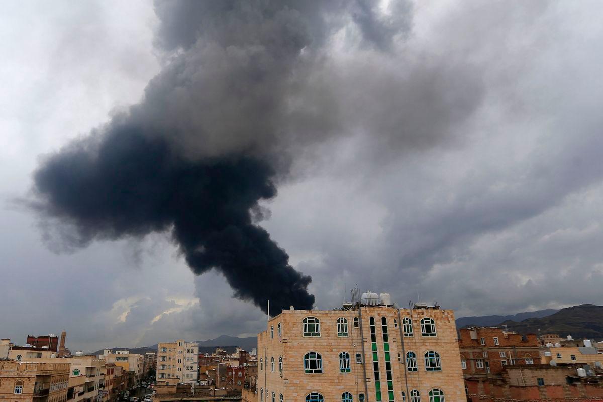 Smoke billows after an Israeli air strike on Yemen’s Huthi-held capital Sanaa on August 24, 2025. The Israeli army said it targeted Huthi military sites in the Yemeni capital Sanaa on August 24, including areas near the presidential palace along with power plants and a fuel storage facility. (Photo by Mohammed HUWAIS / AFP)