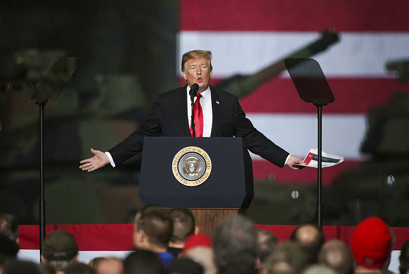 US President Donald J. Trump speaks at the Joint Systems Manufacturer on March 20, 2019 in Lima, Ohio. — AFP