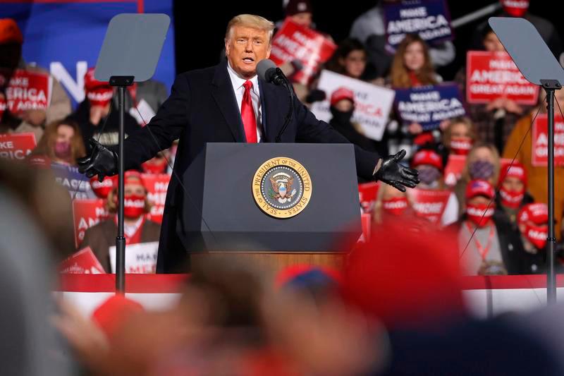 U.S. President Donald Trump rallies with supporters at a campaign event in Montoursville, Pennsylvania, U.S. October 31, 2020. — Reuters