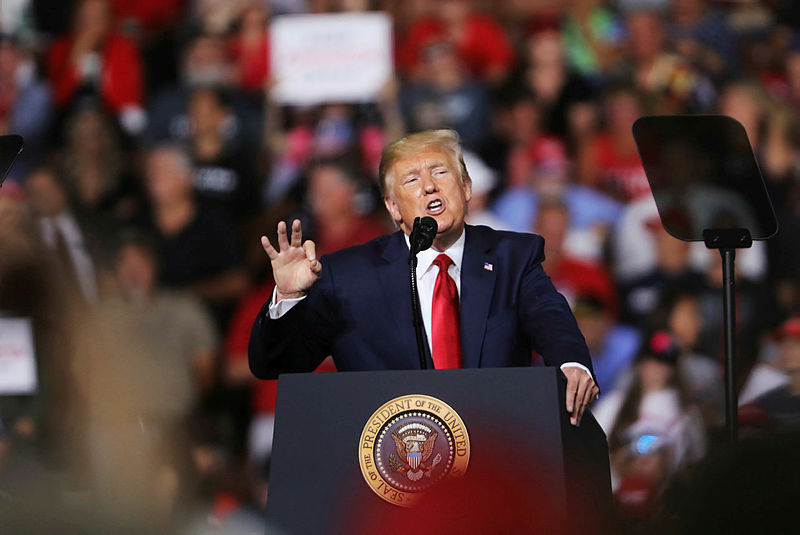 President Donald Trump speaks to supporters at a rally in Manchester on Aug 15, 2019 in Manchester, New Hampshire. — AFP