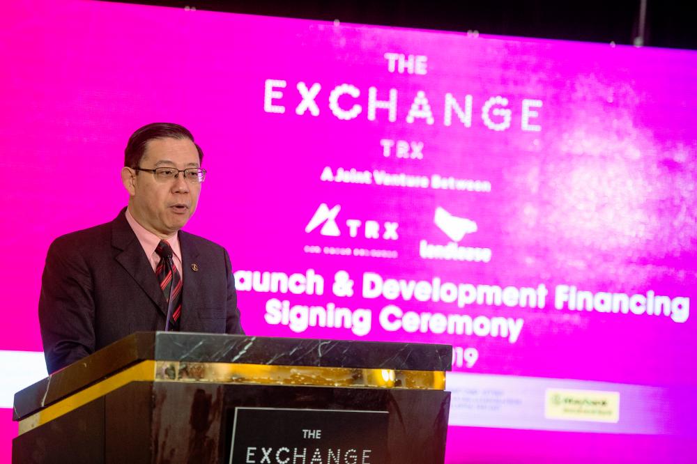 Lim delivering his speech at the launch of The Exchange TRX. - BERNAMAPIX