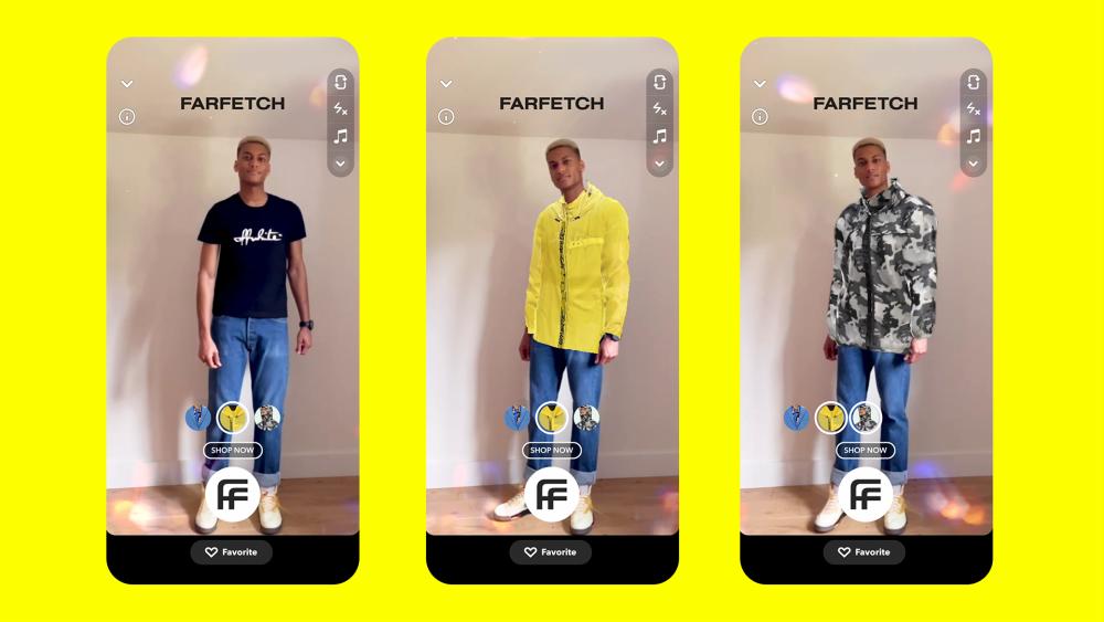 $!Snapchatters can wave or use voice commands to select and try on clothes