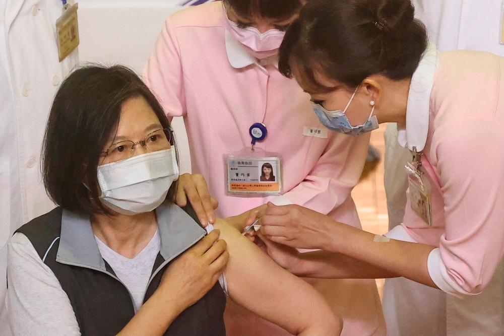 File photo: Taiwan's President Tsai Ing-wen receives her second dose of the domestically developed Medigen Vaccine Biologics Corp coronavirus disease (Covid-19) vaccine in Taipei, Taiwan, September 30, 2021. REUTERSpix