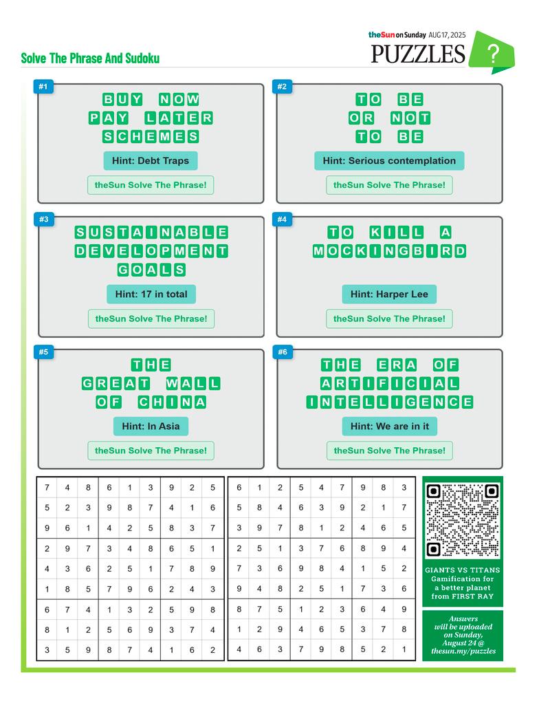 $!PUZZLES AUG 17, 2025