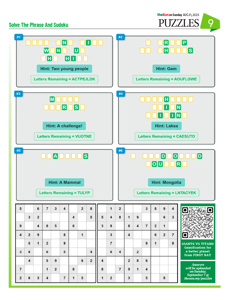 PUZZLES AUG 31, 2025