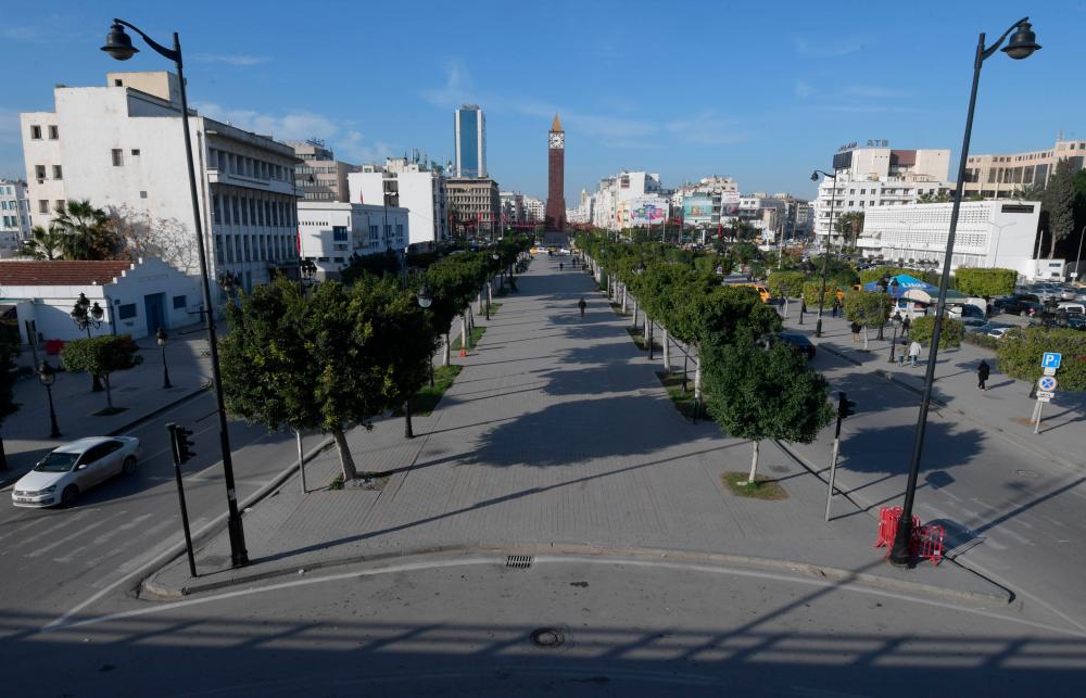 A view of the city centre of the Tunisian capital during a general strike on Jan 17, 2019. Tunisia's powerful UGTT trade union called for a strike as the country, grappling with economic hardships, marked the eighth anniversary of the 2011 revolution that toppled its longtime dictator. — AFP