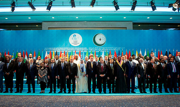 Participants pose for a group photograph during an emergency meeting of the Organisation of Islamic Cooperation (OIC) in Istanbul, on March 22, 2019, to discuss the March 15 deadly attacks on two mosques in Christchurch. — AFP