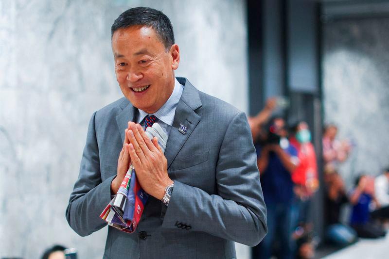 Pheu Thai’s Srettha Thavisin gestures at the party headquarters before a royal endorsement ceremony after Thailand’s parliament voted in favour of his prime ministerial candidacy, in Bangkok - REUTERSpix