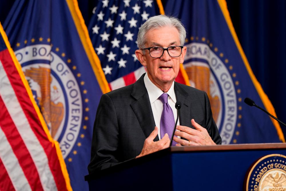 Powell holding a press conference following a two-day meeting of the Federal Open Market Committee on interest rate policy in Washington on Wednesday. The Fed’’s rate decision was within expectations and the impact on oil markets was limited, says the president of Lipow Oil Associates.– Reuterspic