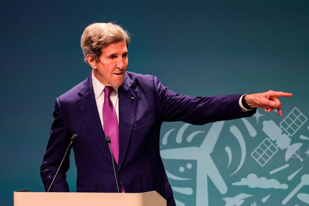 Kerry speaking during a press conference at the United Nations climate summit in Dubai on Wednesday. – AFPpic