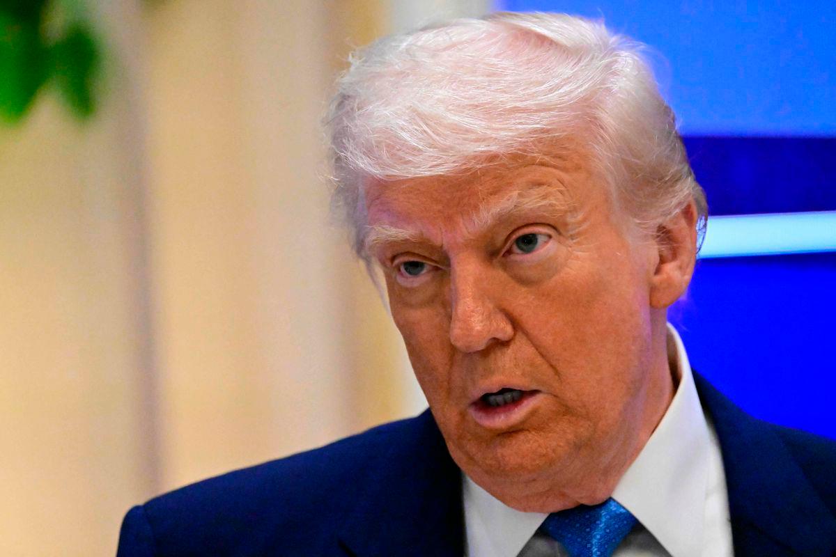 US President Donald Trump addresses a business forum in Abu Dhabi on May 16, 2025. AFPpix