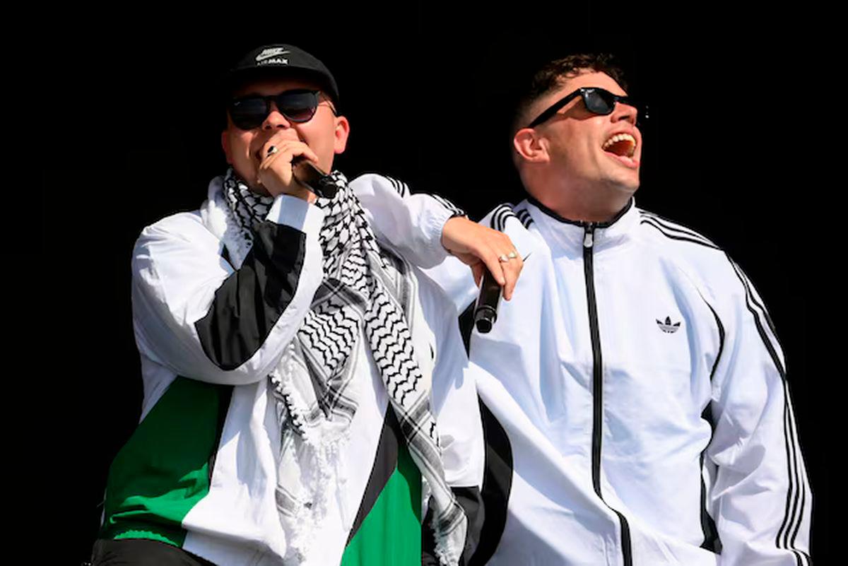 Moglai Bap and Mo Chara of Kneecap perform at Glastonbury Festival at Worthy Farm in Pilton, Somerset, Britain, June 28, 2025. REUTERS/Jaimi Joy/File Photo Purchase Licensing Rights
